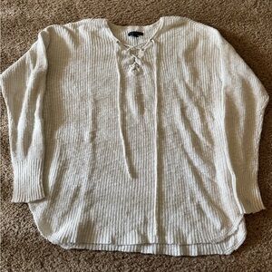 American Eagle Outfitters Ivory Knit Lace-Up Top